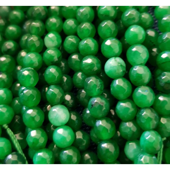 Agata Verde - Agata verde tonda sfaccettata 6 mm filo 40 cm AB268